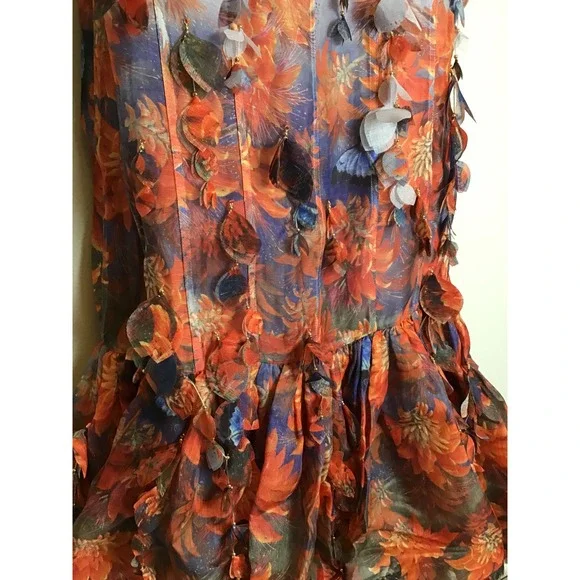 Zimmermann Wild Flower Botanica Petal Printed Linen-Silk Midi Dress Size 3 NWT - Picture 6 of 16
